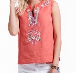 Vineyard Vines Orange Sleeveless Linen Top Medium